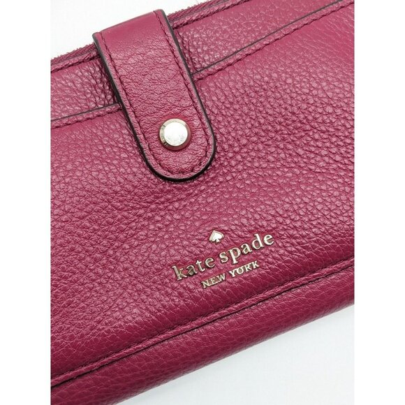 KATE SPADE leather wallet wristlet pouch phone bag - PLUM - Picture 5 of 9